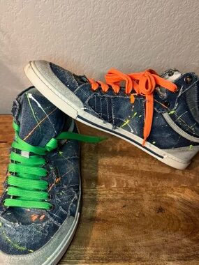 Men’s Antony Morato hand painted Denim High-Top Sneakers